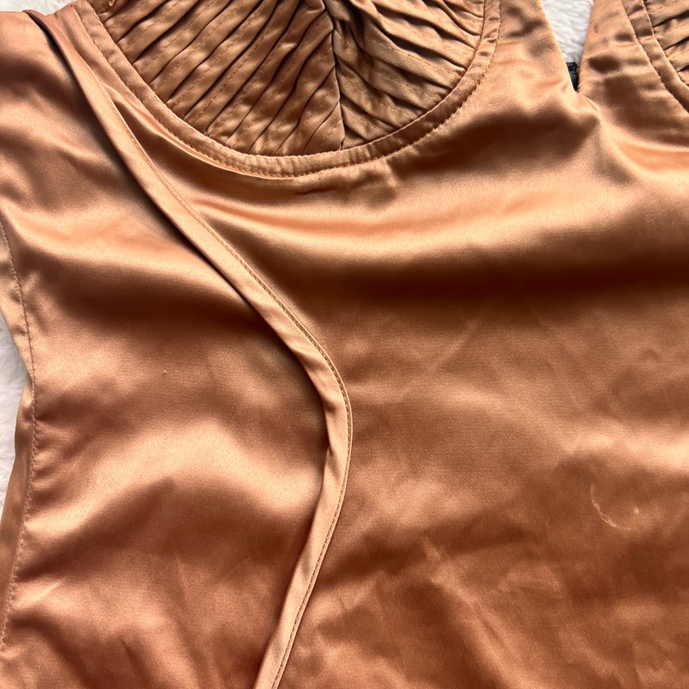Mini silky  gold dress .